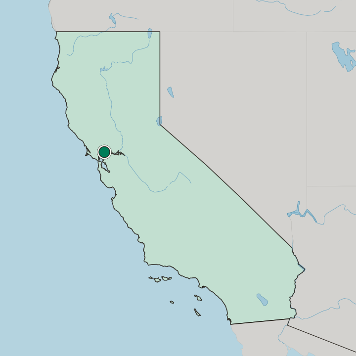 Map showing Vallejo — In California
