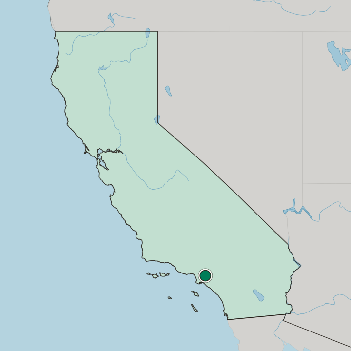 Map showing Whittier — In California