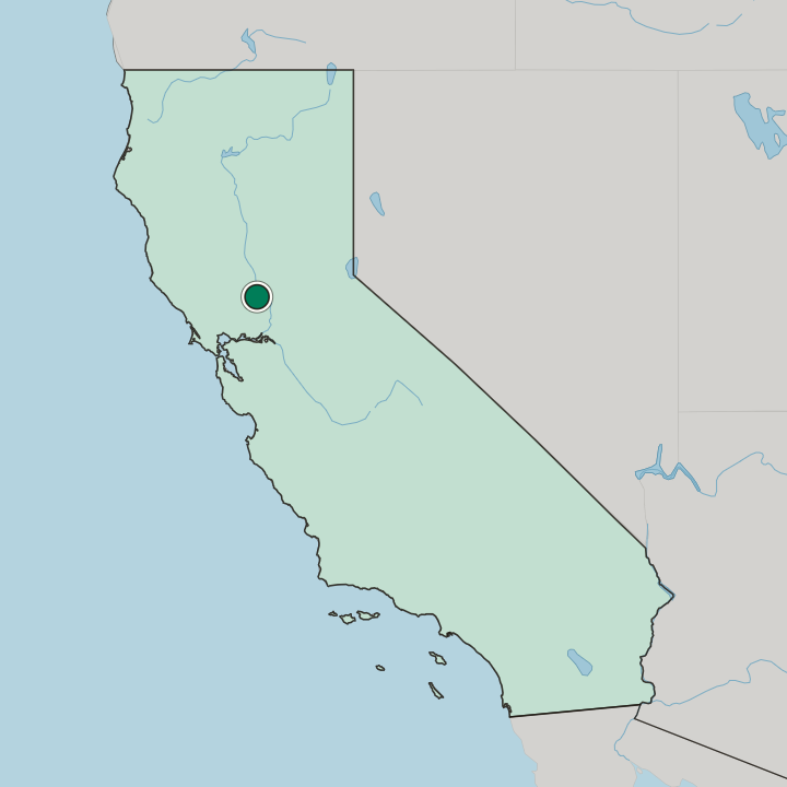 Map showing Woodland — In California