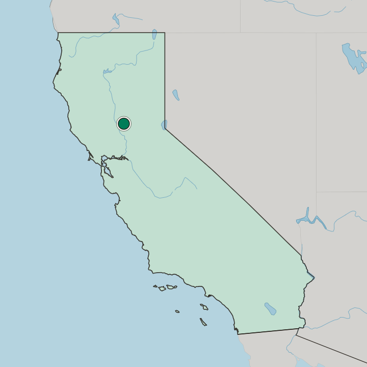 Map showing Yuba City — In California