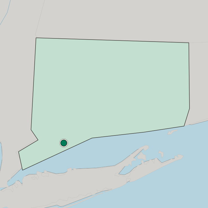Map showing Bridgeport — In Connecticut