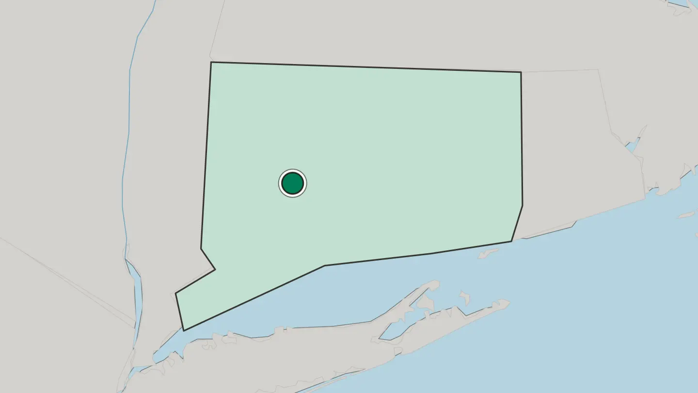 Map of Waterbury in United States