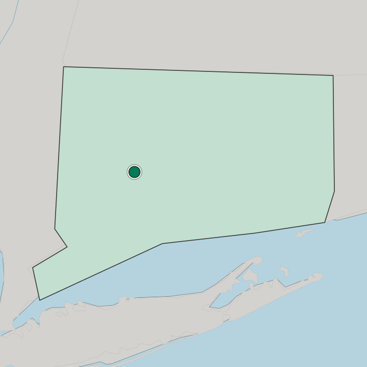 Map showing Waterbury — In Connecticut