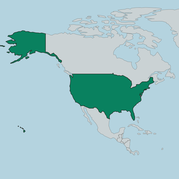Map showing United States — In North America