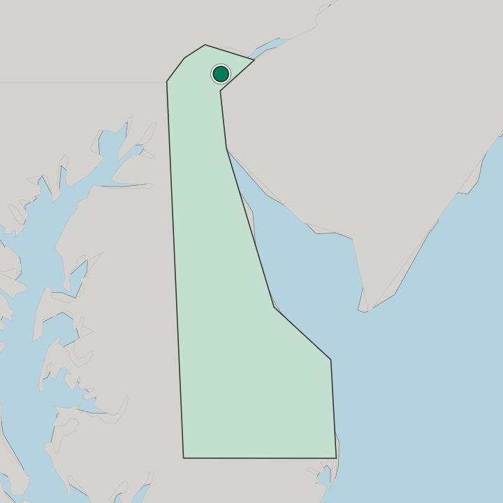 Map showing Wilmington — In Delaware