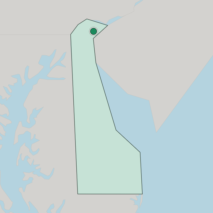 Map showing Wilmington — In Delaware