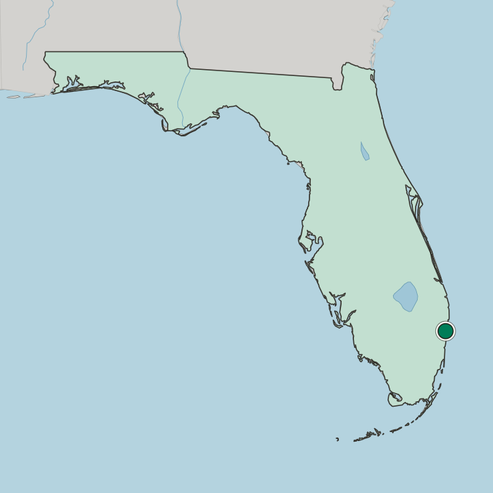 Map showing Boca Raton — In Florida