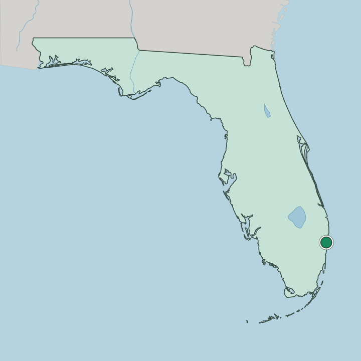 Map showing Boca Raton — In Florida