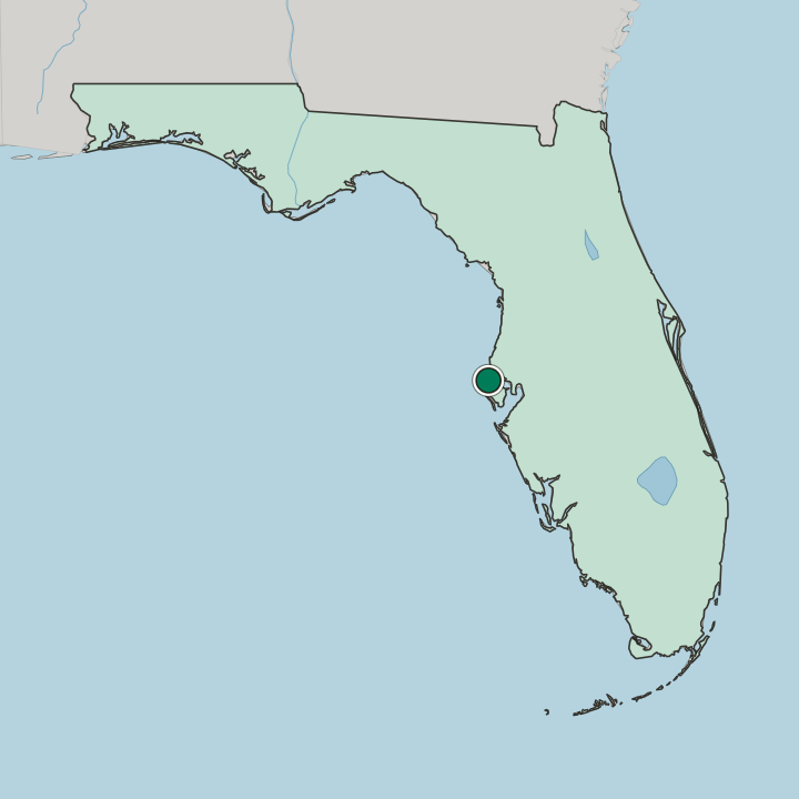 Map showing Clearwater — In Florida