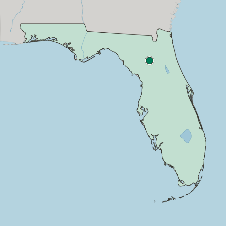 Map showing Gainesville — In Florida