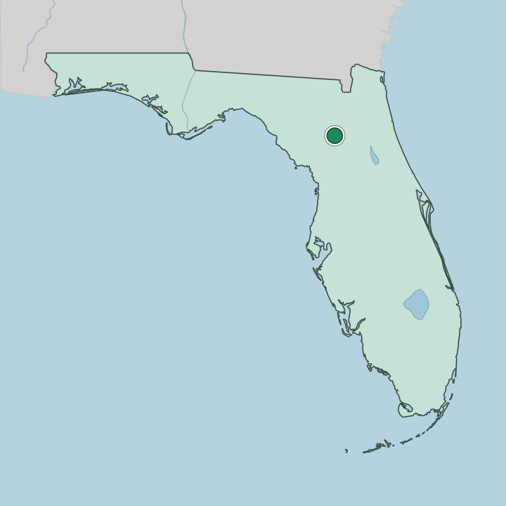 Map showing Gainesville — In Florida