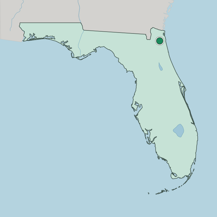Map showing Jacksonville — In Florida
