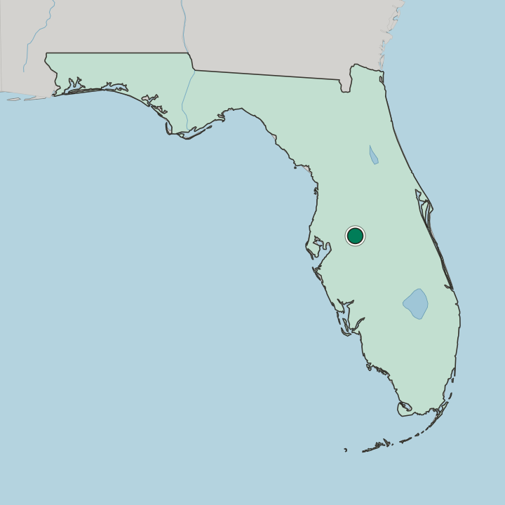 Map showing Lakeland — In Florida