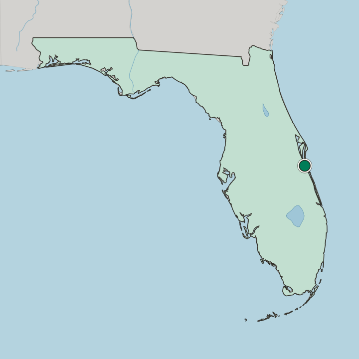 Map showing Melbourne — In Florida
