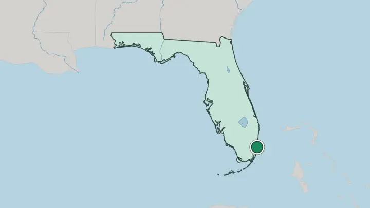 Map of Miami Beach in United States