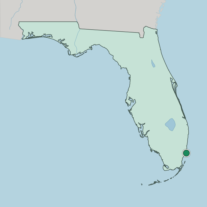 Map showing Miami Beach — In Florida