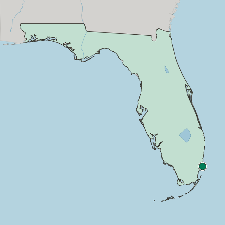 Map showing Miami Beach — In Florida
