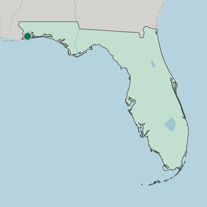 Map showing Pensacola — In Florida
