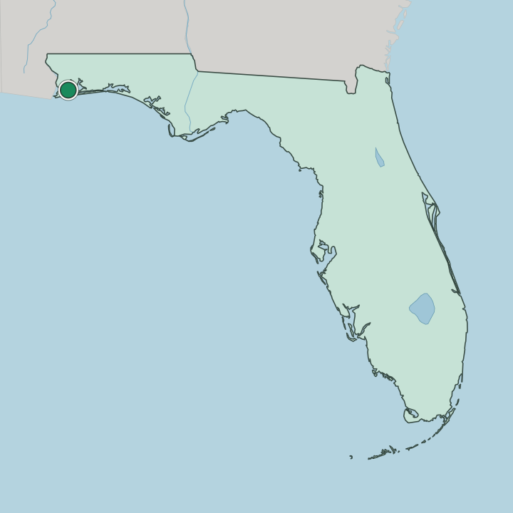 Map showing Pensacola — In Florida