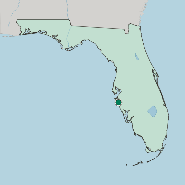 Map showing Sarasota — In Florida