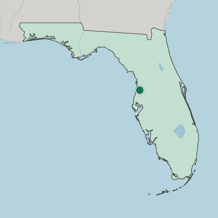 Map showing Spring Hill — In Florida
