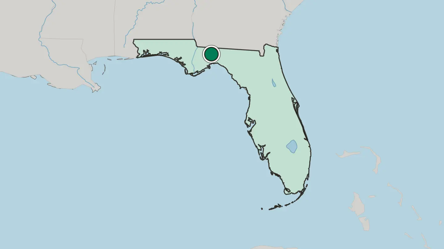 Map of Tallahassee in United States
