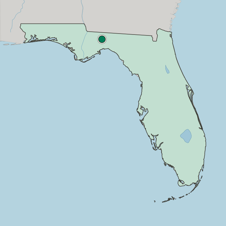 Map showing Tallahassee — In Florida