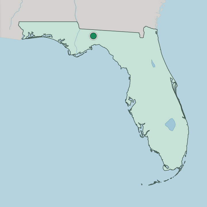 Map showing Tallahassee — In Florida