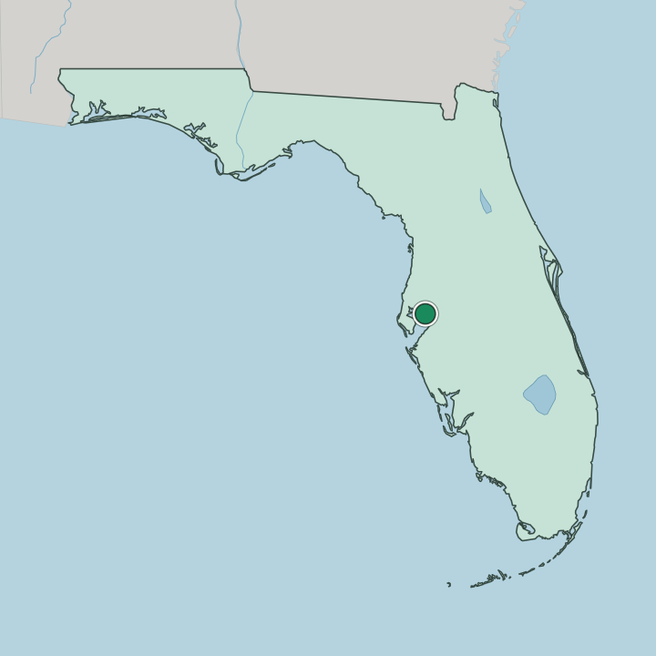Map showing Tampa — In Florida