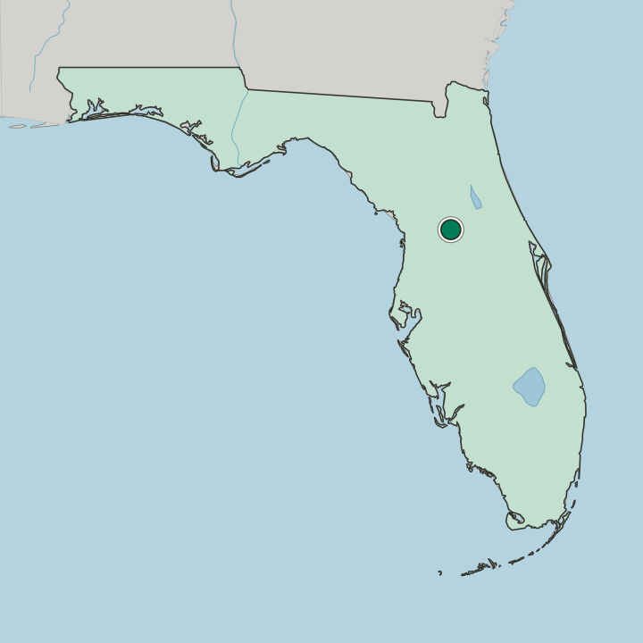 Map showing The Villages — In Florida