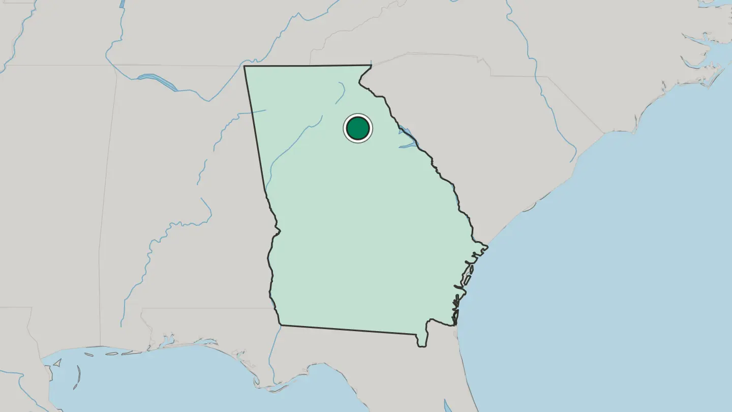 Map of Athens in United States