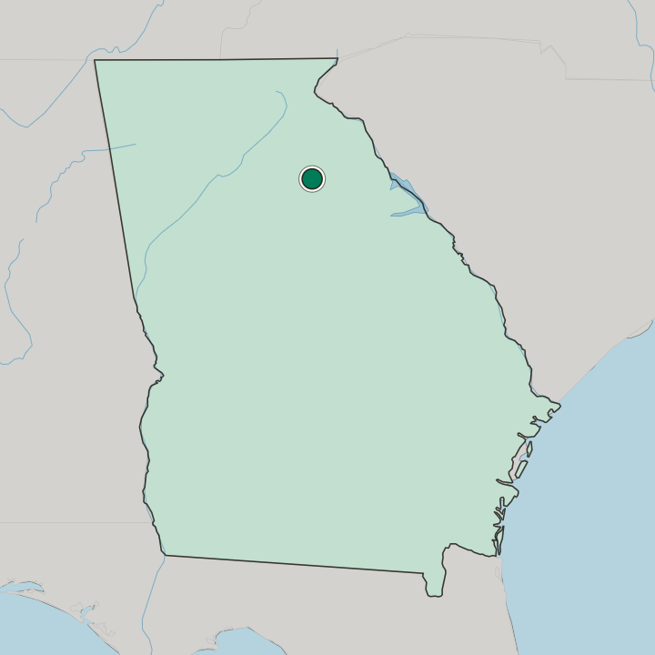Map showing Athens — In Georgia