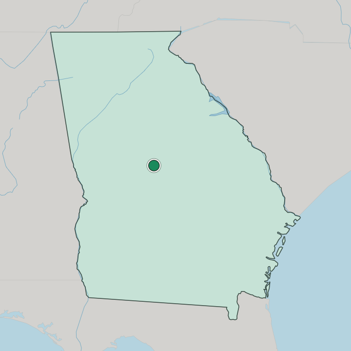 Map showing Macon — In Georgia