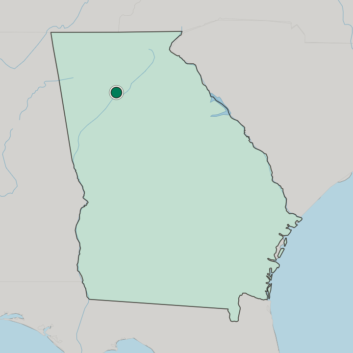 Map showing Roswell — In Georgia