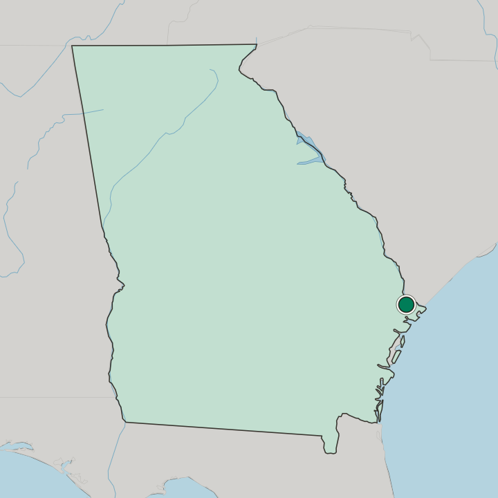 Map showing Savannah — In Georgia