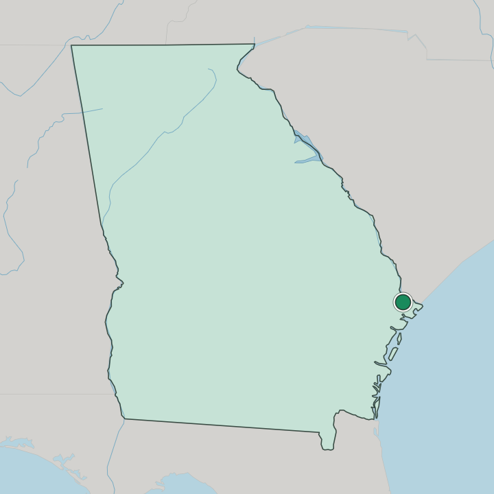 Map showing Savannah — In Georgia
