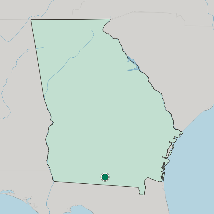 Map showing Valdosta — In Georgia