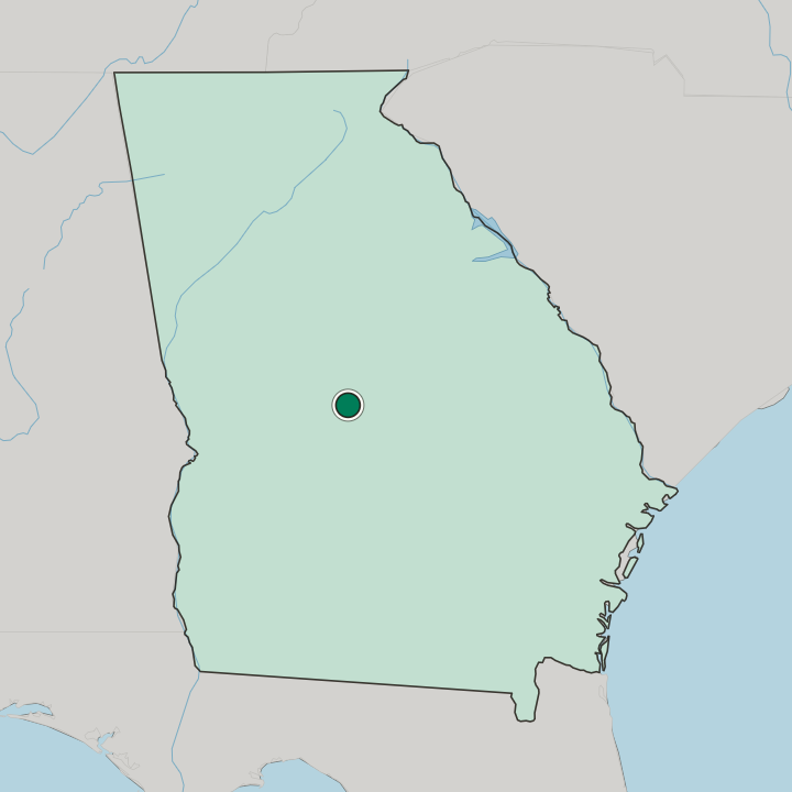 Map showing Warner Robins — In Georgia