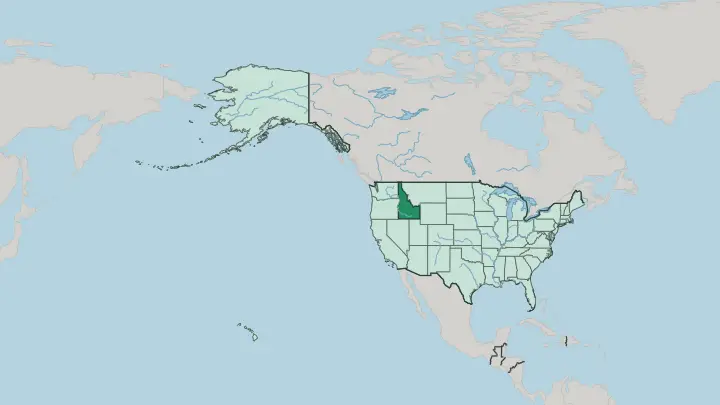 Map of Idaho in United States