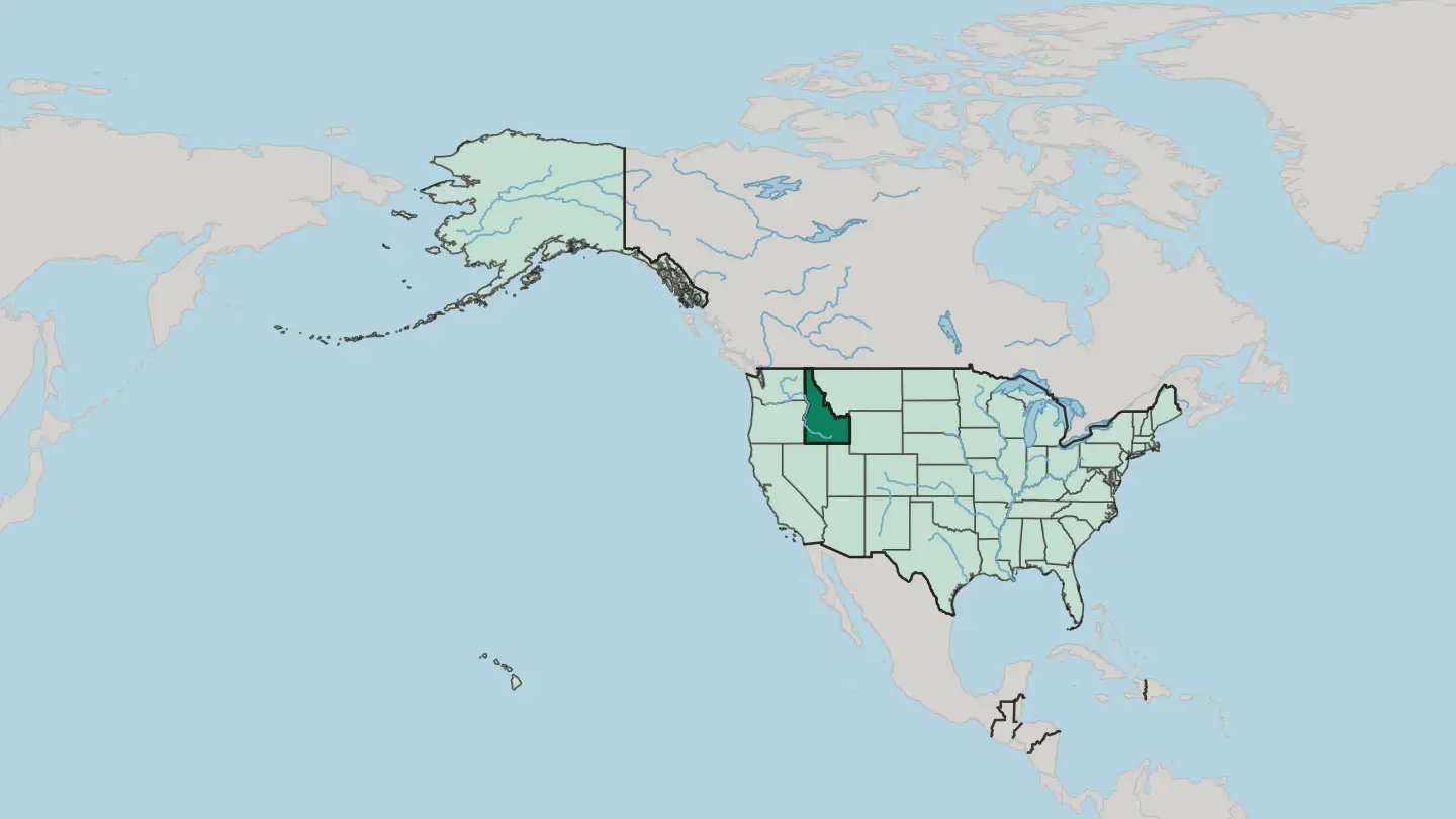 Map of Idaho in United States
