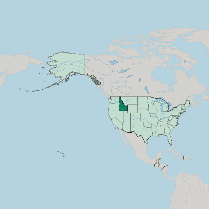 Map showing Idaho — In United States