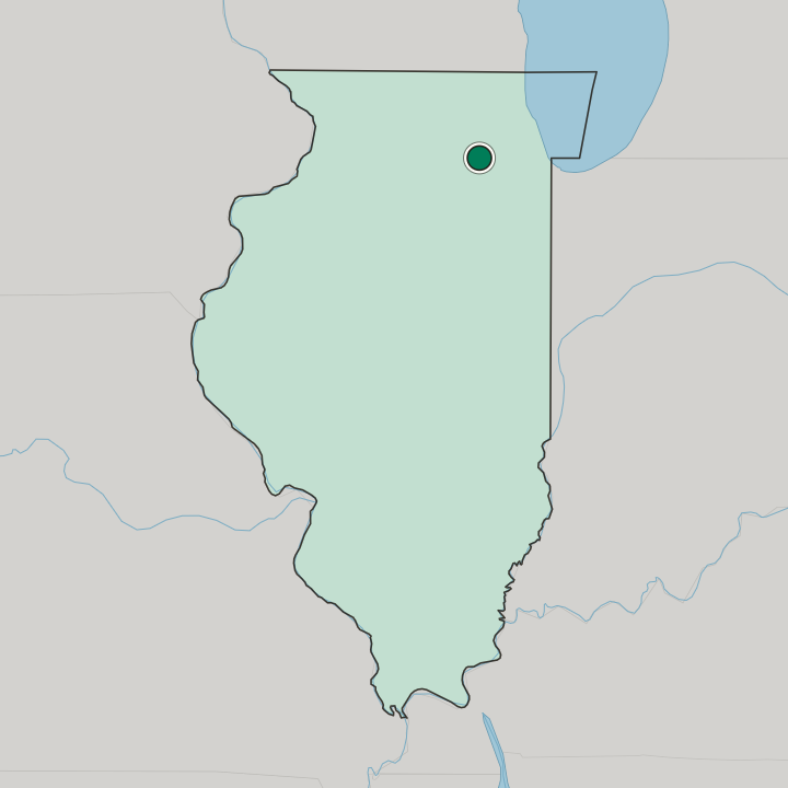 Map showing Aurora — In Illinois