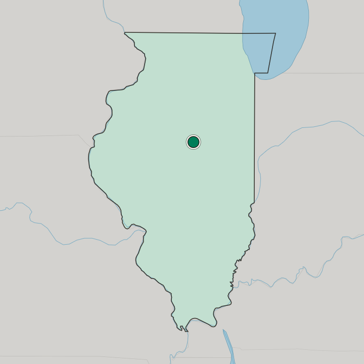 Map showing Bloomington — In Illinois