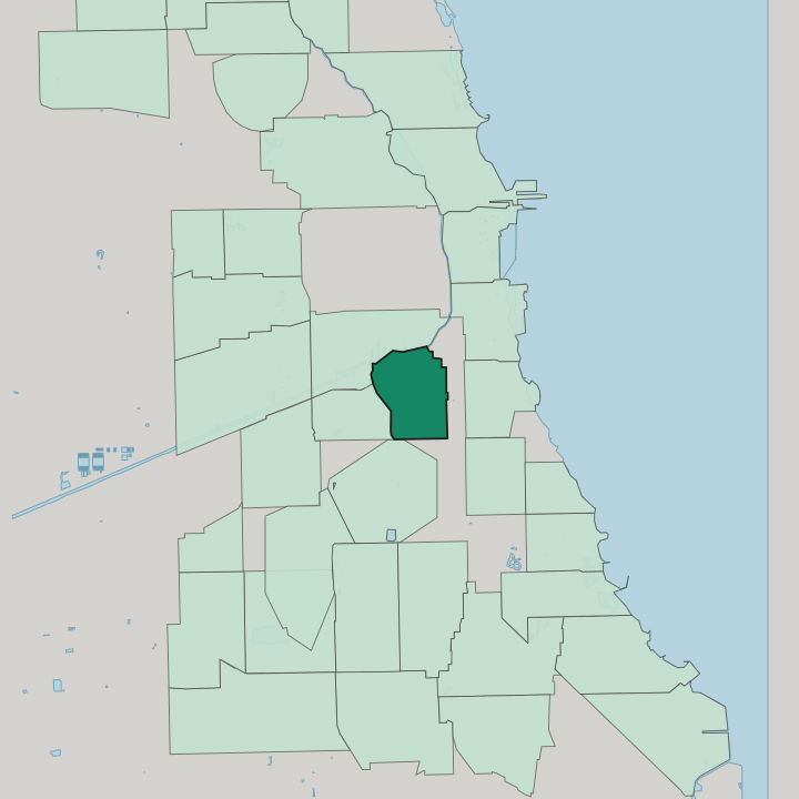 Map showing Bridgeport — In Chicago