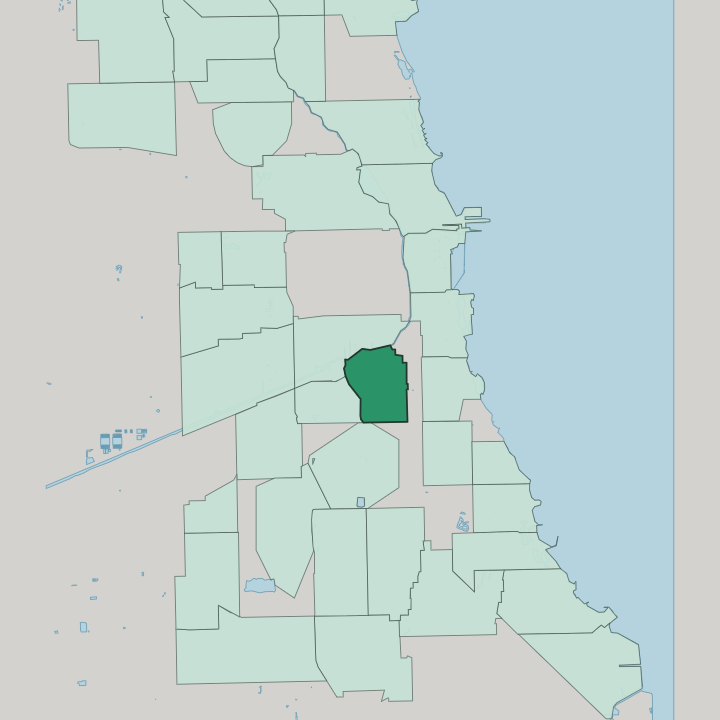 Map showing Bridgeport — In Chicago