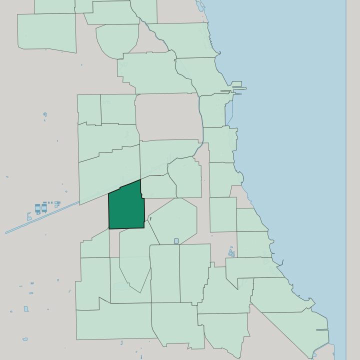 Map showing Brighton Park — In Chicago