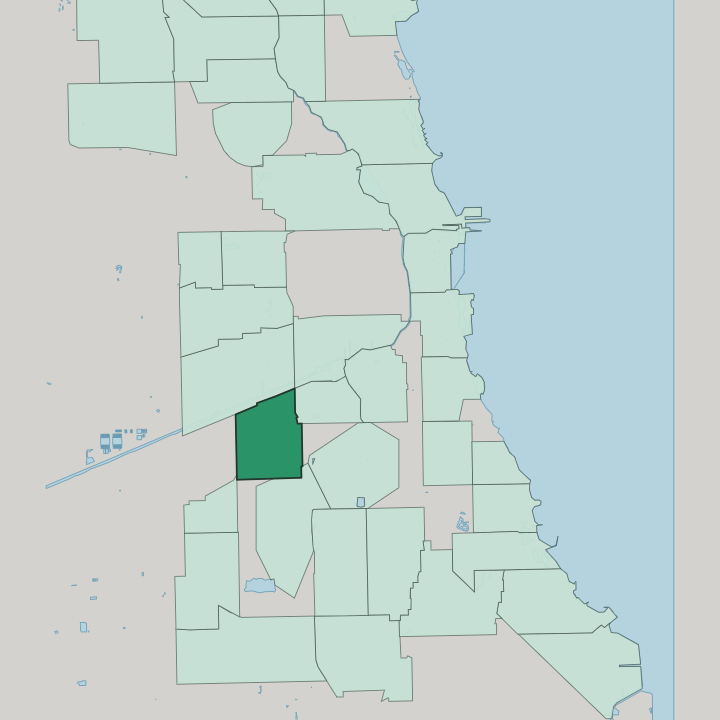 Map showing Brighton Park — In Chicago