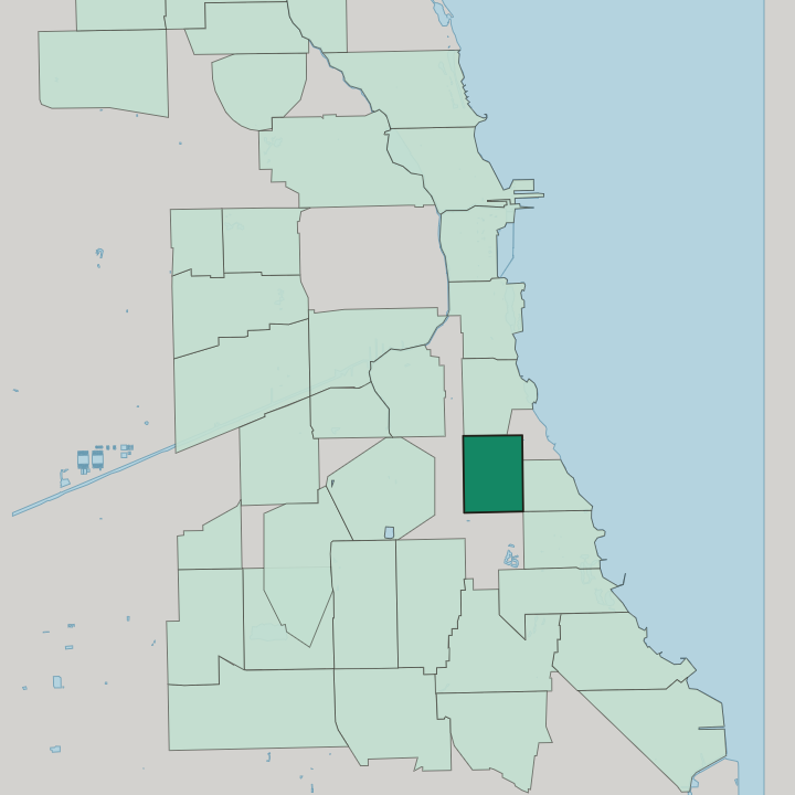 Map showing Grand Boulevard — In Chicago