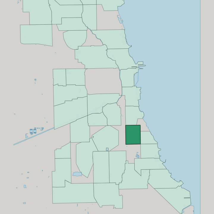 Map showing Grand Boulevard — In Chicago