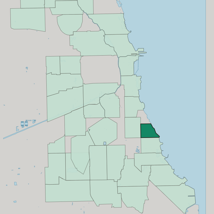 Map showing Kenwood — In Chicago